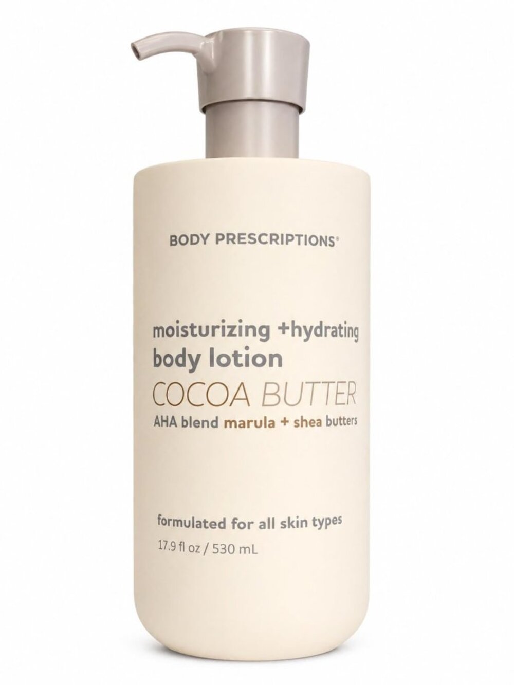Body Prescriptions Cocoa Butter Body Lotion Hydrating Moisturizer AHA Blend 17.9